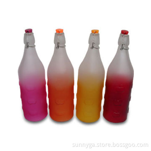 Color Frosted Glass Bottles with Rubber Pad and Plastic Lid, Available in 1000mL Capacity